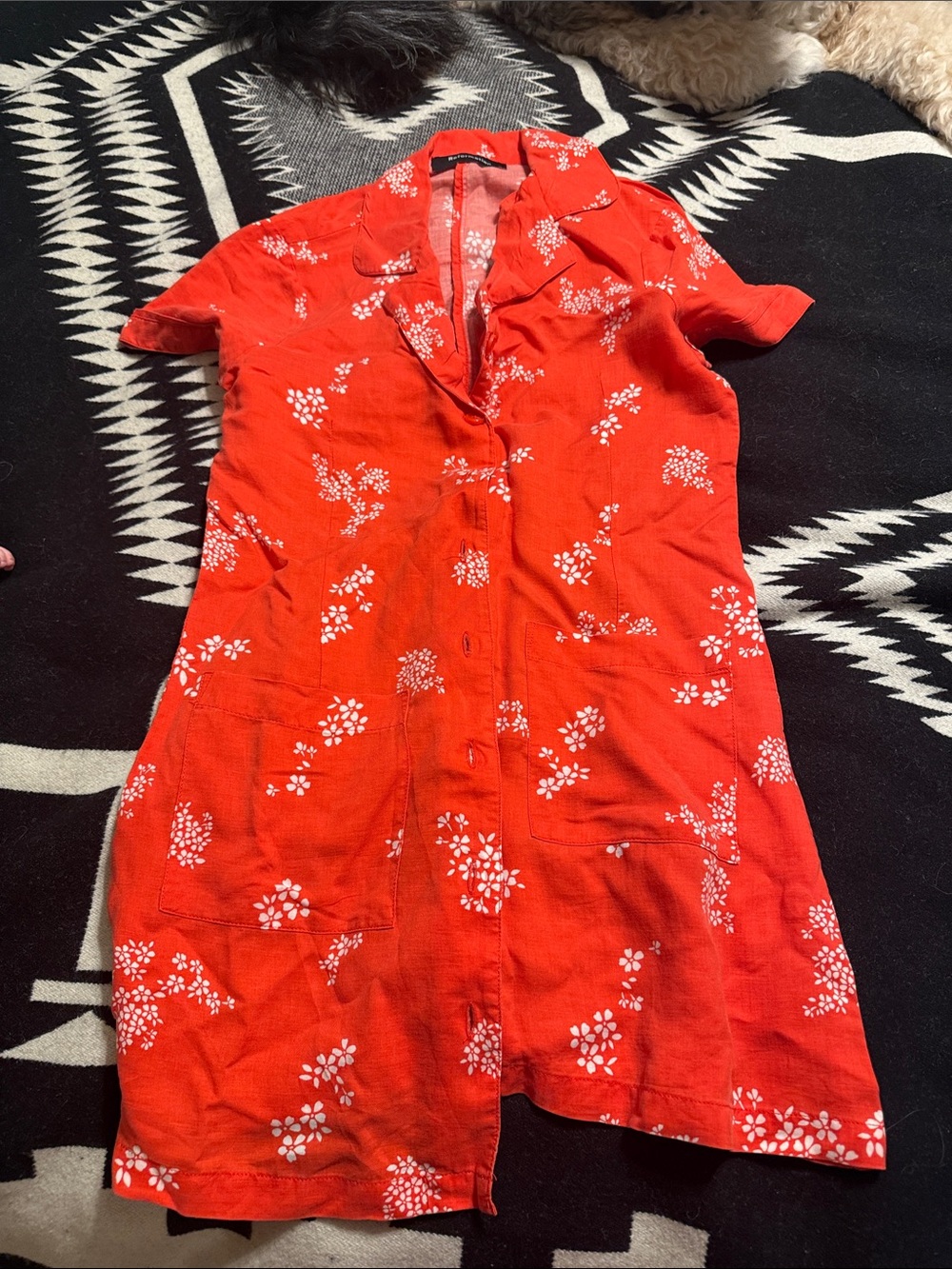 Reformation Red Floral Button-Front Dress
